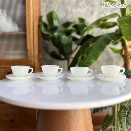 1Set Dockhus Miniatyr Tekopp Fat Kaffekopp Modell Gul