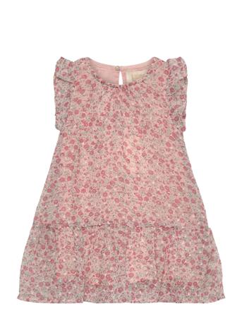 Dress Flower Dobby Dresses & Skirts Dresses Casual Dresses Short-sleeved Casual Dresses Rosa Creamie*Betinget Tilbud