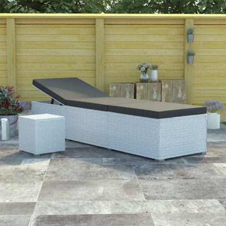 Solsäng med dyna & bord konstrotting vit