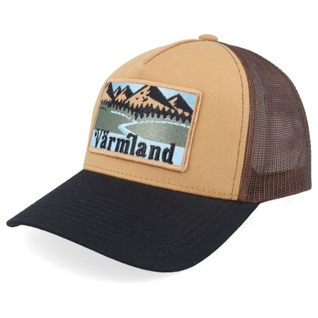 Wild Spirit - Bruin trucker Cap - Swedish Värmland Landscape Wheat/Brown/Black A-Frame Trucker @ Hatstore