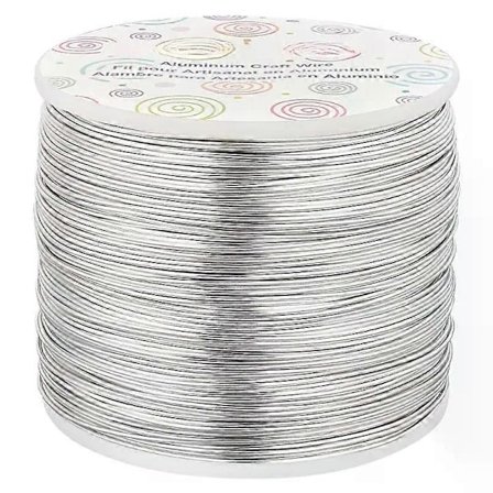 20 Gauge 770FT Anodisoitu alumiinilanka korujen askarteluun, helmikoristeluun, kukkasidontaan, värillinen alumiinilanka - hopea