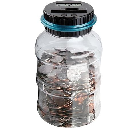 Stor sparegris til drenge og voksne, Vcertcpl digital mønttæller med LCD-tæller, 1,8L kapacitet mønt sparebøsse til voksne