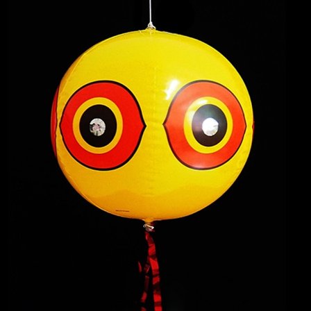 2 Fugleskremselballonger Anti-duer, fugler, hegre, skjærer, viper og spurver, (Ø) 400 mm, gul/rød