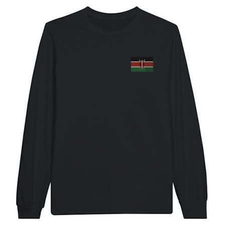 Langærmet t-shirt - PIXELFORMA - Flag of Kenya - 100% bomuld - Lange ærmer - Optimal komfort