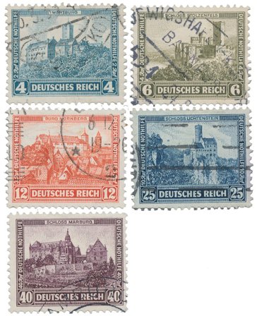 Tyske Rige 1932 - MICHEL 474-78 - Stemplet