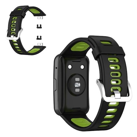 Huawei Watch Fit dual color silicone watch band - Black / Green