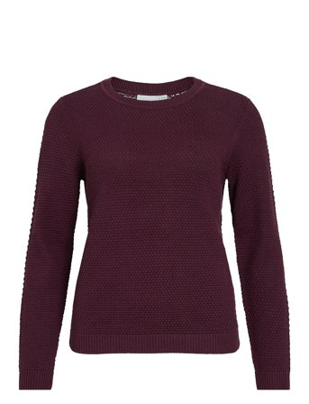 Vidalo O-Neck L/S Knit Top- Noos Burgundy Vila