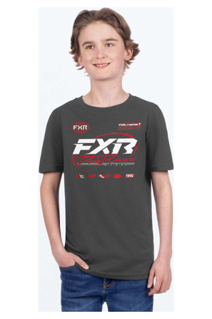 Koszulka FXR Race Division Premium Młodzieżowa Melanż Asfaltowy/Czerwony L