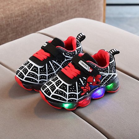 Børns Sportsko Spiderman Lighted Sneakers Børn Led Lysende Sko Til Drenge sort