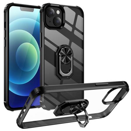 Iphone 14 Plus Shock Absorbing Ring Holder Skal - Svart Black