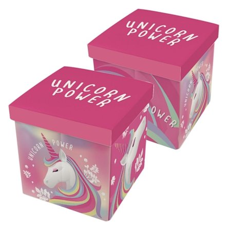 Unicorn Power Leksakförvaring 30×30×30 cm - Perfekt för organiserad lek!