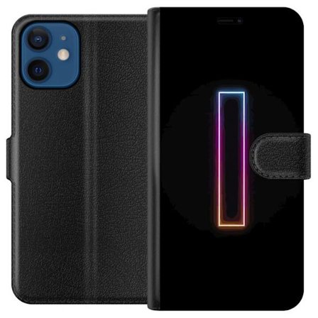 Kompatibelt Lommeboketui til Apple Apple iPhone 12 mini Minimalistisk neonbokstav I i regnbuefarger mot mørk bakgrunn