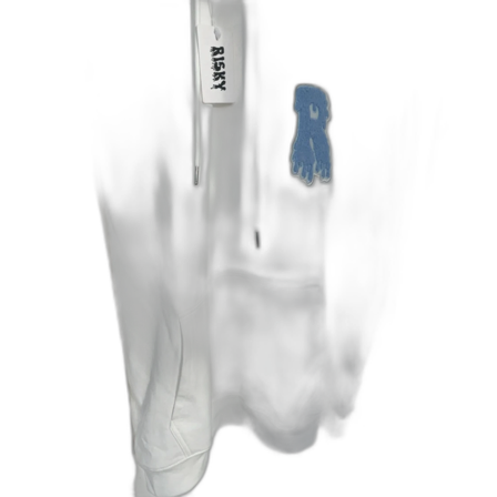 Vit hoodie från Risky med blå patch