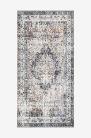 KM Home - Gulvtæppe Tarfaya - Blå - Fladvævede tæpper - 80X150 - Fra Homeroom