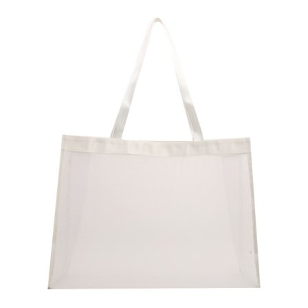 Transparent Strand Nylonveske Mesh Håndholdt Shoppingveske HVIT