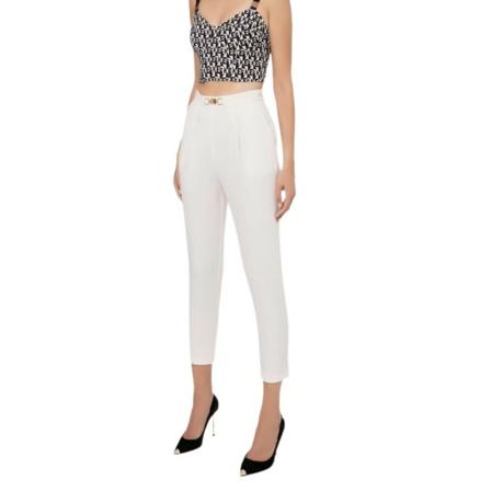 Elisabetta Franchi, Tapered Trousers Wit, Dames, Maat:S