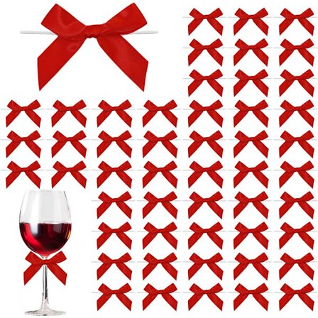 50 stk. - Sløjfer - Dekorative sløjfer - Jule-sløjfer - Julegave-sløjfer - Gave-sløjfer i satin - Gaveindpakning - Gaveæske dekorationer