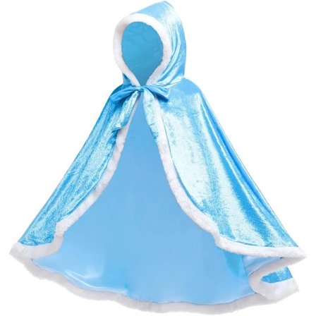 Prinsesse Hette Cape Kappe Kostyme for Jenter Utkledning Halloween Jul Karneval Cosplay Blå 11-12 År