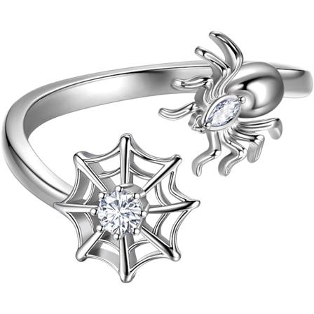 Halloween Edderkopp Halskjeder/Edderkoppnett Hengeøreringer/Ringer/Armbånd Sølv/Svart Gun Plated Tarantula Smykkesett for