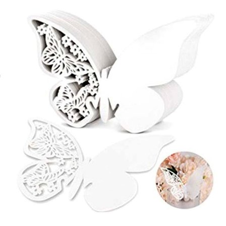 20 st Butterfly Bröllop Vinglas Namn Bordskort Pearlescent White