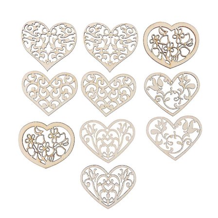 10 stk. træmærker Mors dag hjerte træ hjerte chip håndværk træ udskæring diy hjerte træ skive