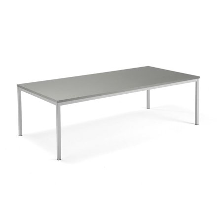Conference table QBUS, 2400x1200 mm, 4-leg frame, silver frame, light grey