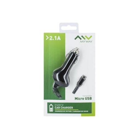 Cigaretstikadapter - MYWAY - 2.1 A - Micro-USB type B - Sort