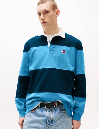 Tommy Jeans Tjm Rlx Fit Colorblock Rugby Ext - Blue - XL