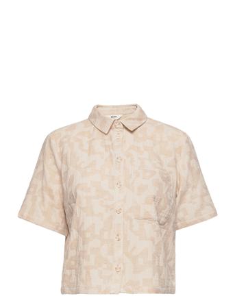 Objkatrin Short 2/4 Shirt 120 Lyhythihainen Paita Beige Object