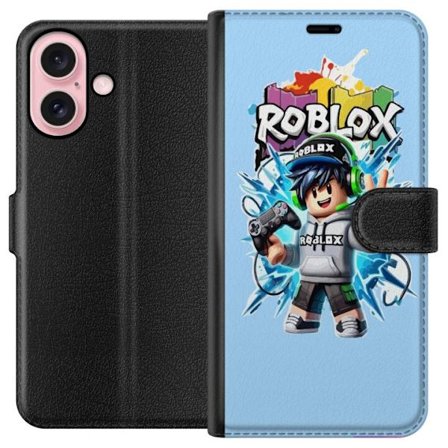 Yhteensopiva Lompakkokotelo Apple Apple iPhone 16 Värikäs Roblox-hahmo, jossa ohjain ja energinen splash art -suunnittelu, täydellinen lastenhuonei