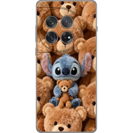 Kompatibel Mobilcover til OnePlus 12 Stitch omgivet af brune teddybjørne med en lille teddybjørn i armene i en sød og hyggelig kawaii-design