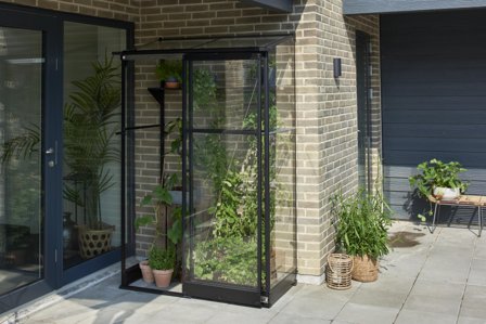 Halls Qube Lean-To 24 F09934 Växthus 0,8 m², svart, Växthus & orangerier