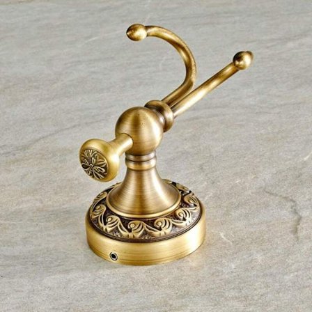 Kåpe krok Retro Messing Baderom Frakk Krok 2 Kroker Bad Tilbehør Sett Papirrullholder Antik Messing Finish Veggmontert Gull Bølge KLB