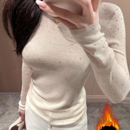 Dame Koreansk Stil Jule Stjernebesat Rundhalset Sweater | Lange Ærmer, Uldblanding, Varm og Moderigtig til Vinter Indendørs Brug