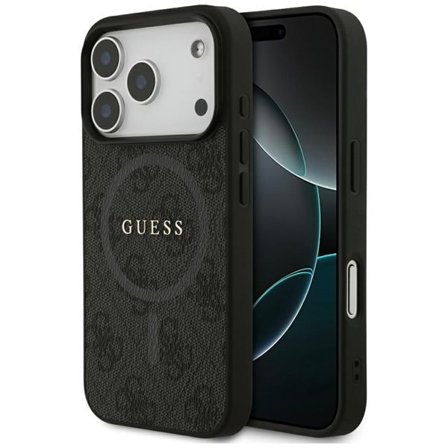 Guess 4G Ring Classic MagSafe-etui med logo for iPhone 17 Pro - svart