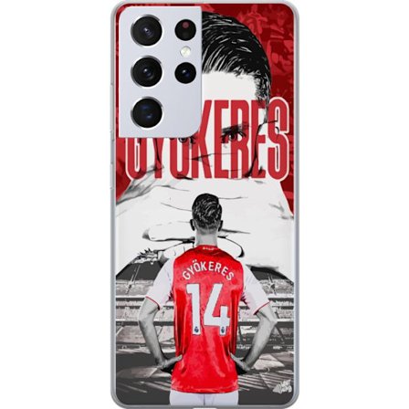 Kompatibelt Mobilskal till Samsung Samsung Galaxy S21 Ultra 5G Viktor Gyökeres röd design med porträtt och tydliga matchdetaljer i starka färger s