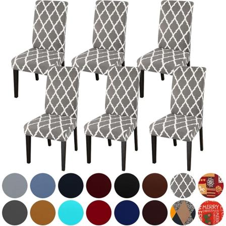 Matstolsöverdrag Matsalsstol Överdrag Hög stretch Avtagbar Tvättbar Parsons Stol Underöverdrag För Hem Fest Hotell Bröllop Ceremo Grey and white Pack 