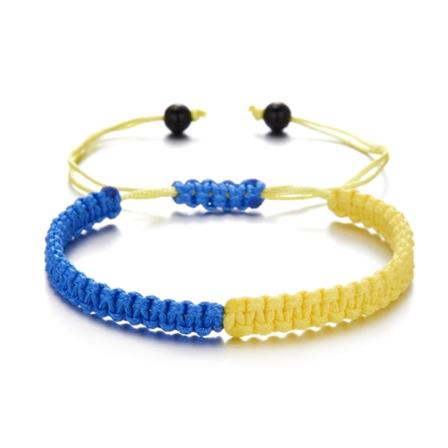 Lucky Knot Solrosarmband Ukraina Flagga Färg Blå Gul Kvinnor Män Charm Vävd Handgjord armring Flätad justerbara smycken