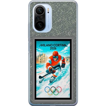 Kompatibel Mobilcover til Xiaomi Mi 11i Curling illustration med spillere og sten på isen, Milano Cortina 2026, snedækkede stænk og olympiske ringe