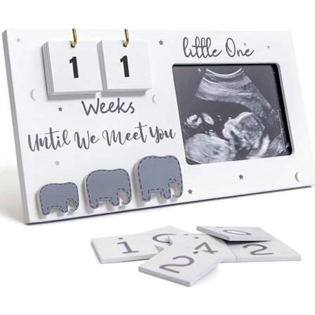 Fotoram för ultraljudsbilder av bebis – Nedräkningsveckor och fotoram för förfallodatum – Graviditetsgåva för blivande föräldrar, nya mammor