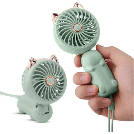 Bærbar håndholdt ventilator, Mini USB-ventilator med genopladeligt batteri og 3 hastigheder, Sød personlig lille elektrisk ventilator til piger/