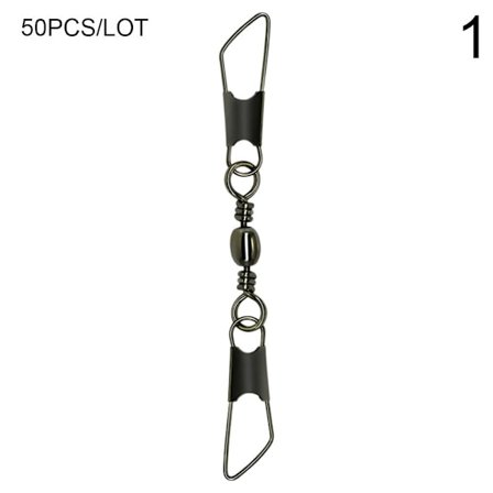 50 st Fishing Snap Connector med Pin Rolling Swivel 1 1