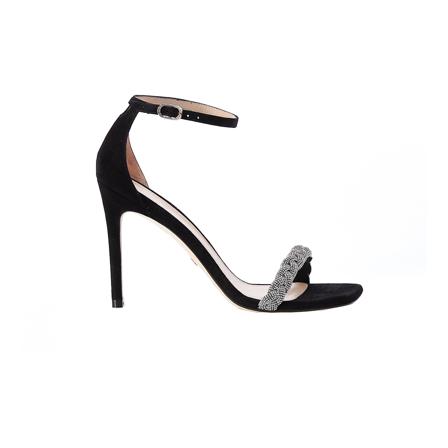Stuart Weitzman, Sandals Zwart, Dames, Maat:39 EU,Zilver