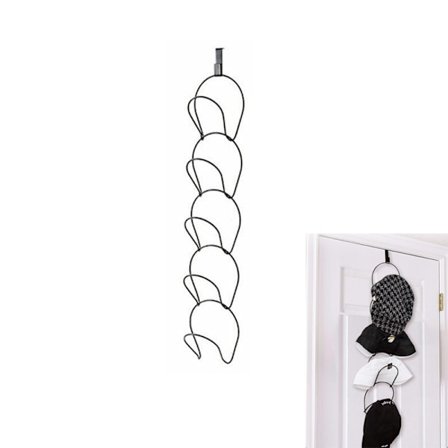 Hatrack 5 ringe Metal Multi-Layer Cap Rack Dørmonteret Frakkeholder med 1 dørkrog til Baseball Caps Håndklæder Tørklæder (Sort)