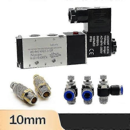 Pneumaattinen sähköinen solenoidiventtiili 4V210-08 5-tie 2-asentoinen ohjausilman kaasu magneettiventtiili 12V 24V 220V 4mm-12mm letkuliittimet