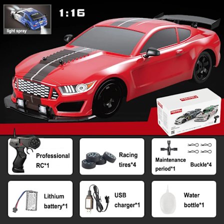1:16 Ljus Spray Fjärrkontroll Bil GTR Sportbil 4WD Höghastighets Drift Rc Bil 2.4G Trådlös Fjärrkontroll Leksaksbil Barnleksaker