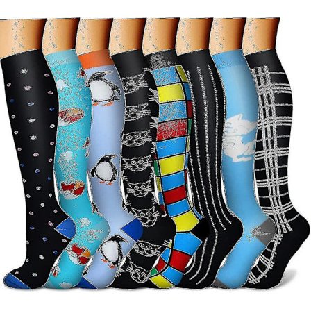 Unisex kompresjonsstrømper sirkulasjon (8 par) 15-20 mmHg er den beste støtten gave [db]