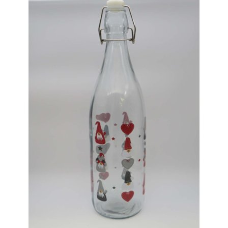 Glasflaska med tomtar, 1 L