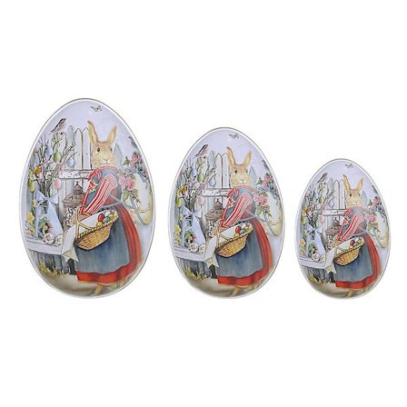 3 stk. Påskeegg godteriboks i blikkboks, dekorativ godteriboks, påskegavepakke