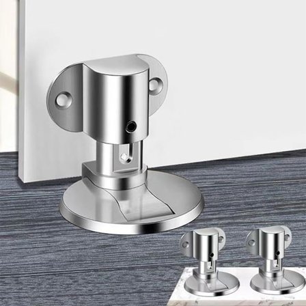 Magnetisk dørstopper, WJSM, magnetiske dørstoppere til bunden af døren, 2 sæt klæbende, ingen boring, beskyt døren mod kollision, når den åbnes (sølv 